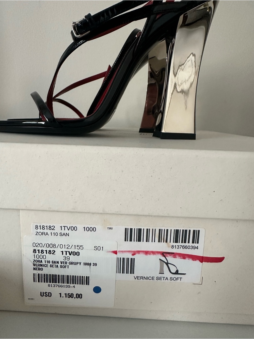 SAINT LAURENT Black Patent Zora Sandal Heel 39 - Picture 7 of 7